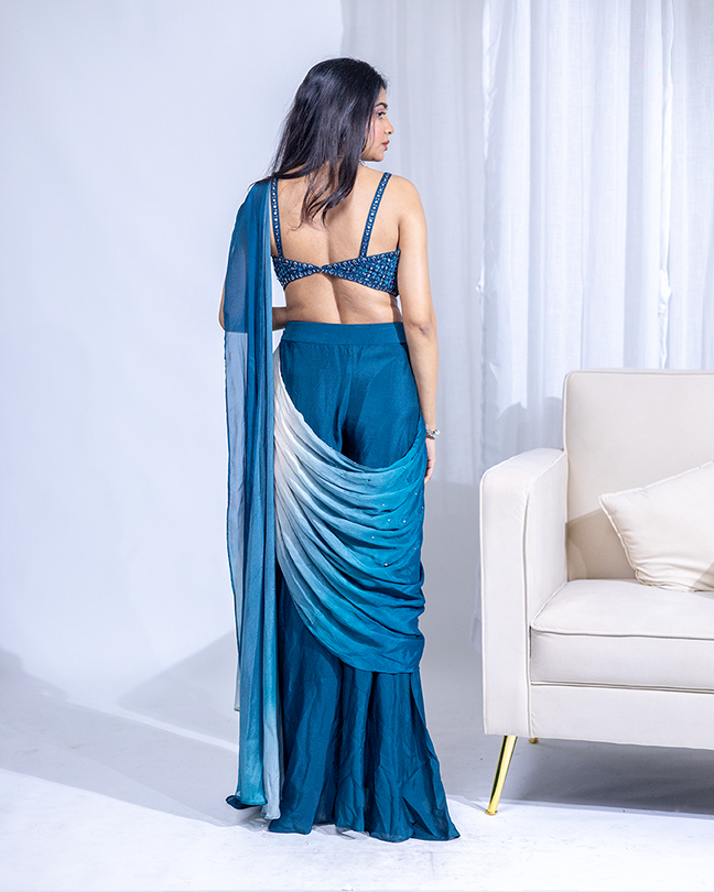 Pre-draped Pant style Saree