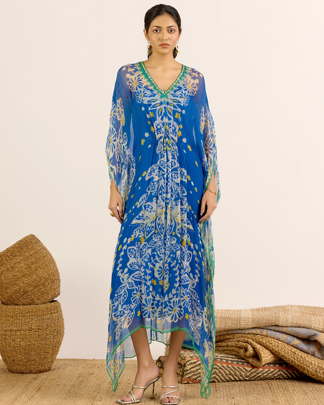 Lime Blue Elder Flower Kaftan