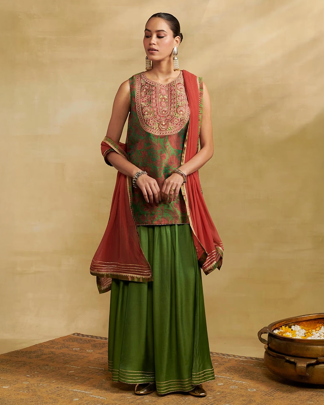 Green Tissue Festive Suit Set