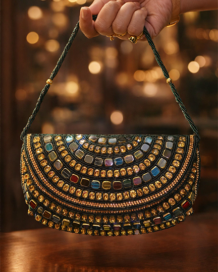 Midnight Black Festive Envelop Bag