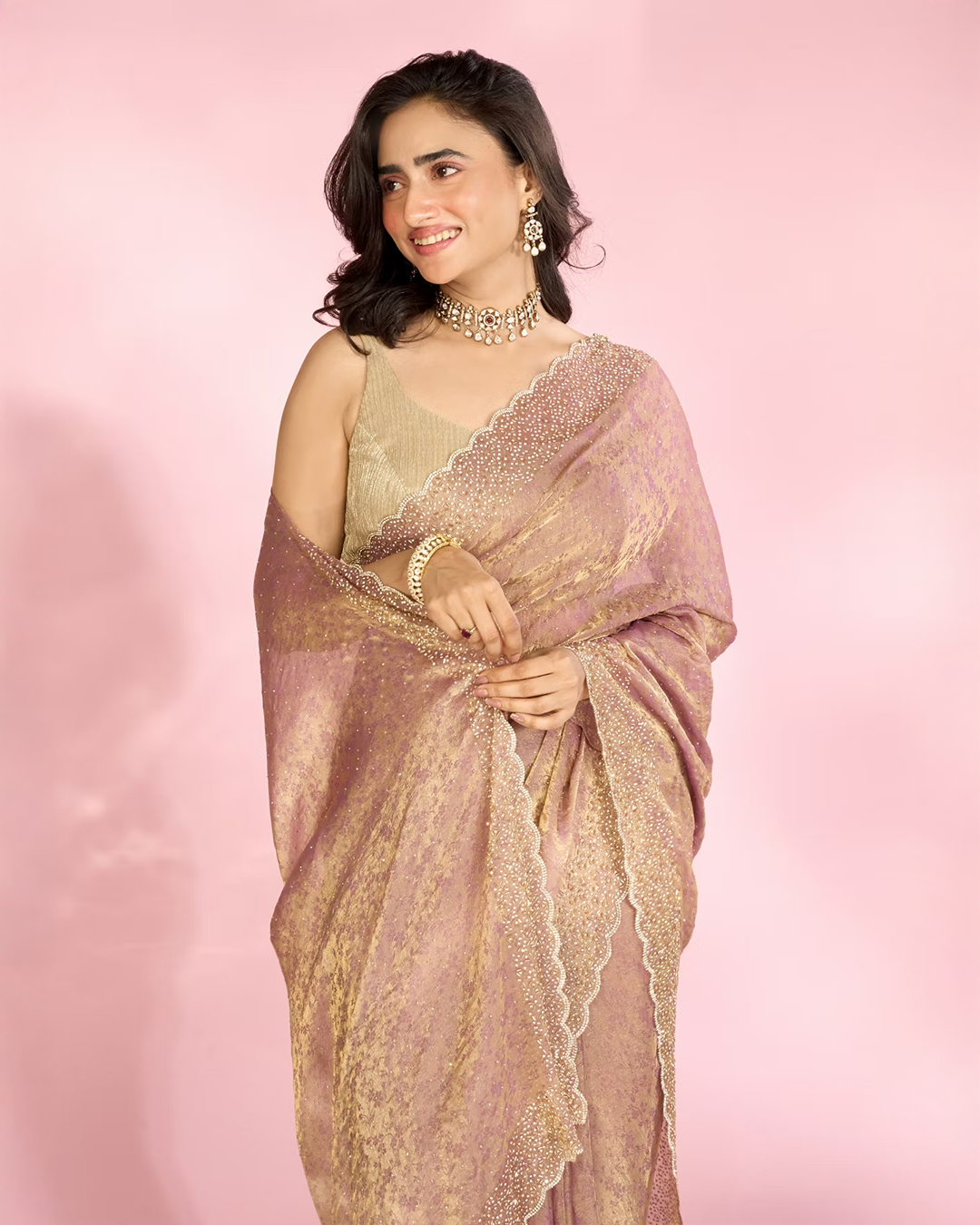 Purple Elegance Organza Saree