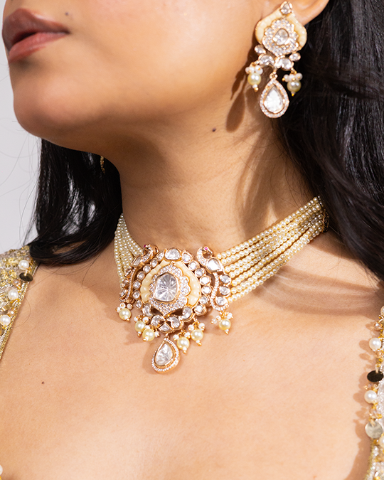 Royal Kundan Pearl Choker Necklace Set