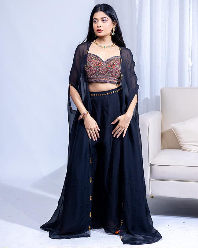 Black Cape sets with Pants