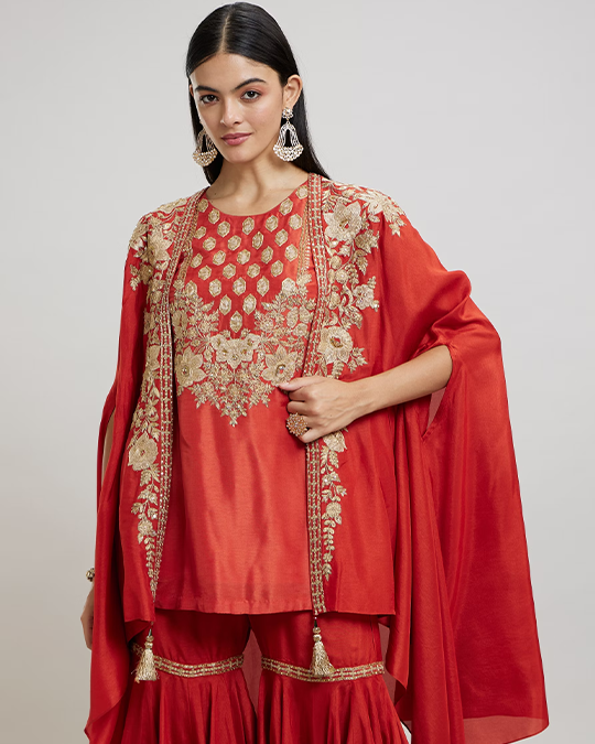 Sassy Orange Silk Indo Western