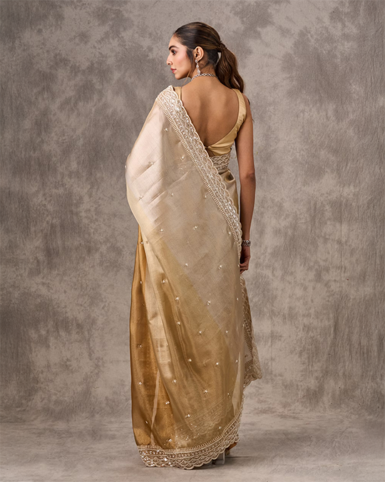 Twinkling Gold Organza Wedding Saree