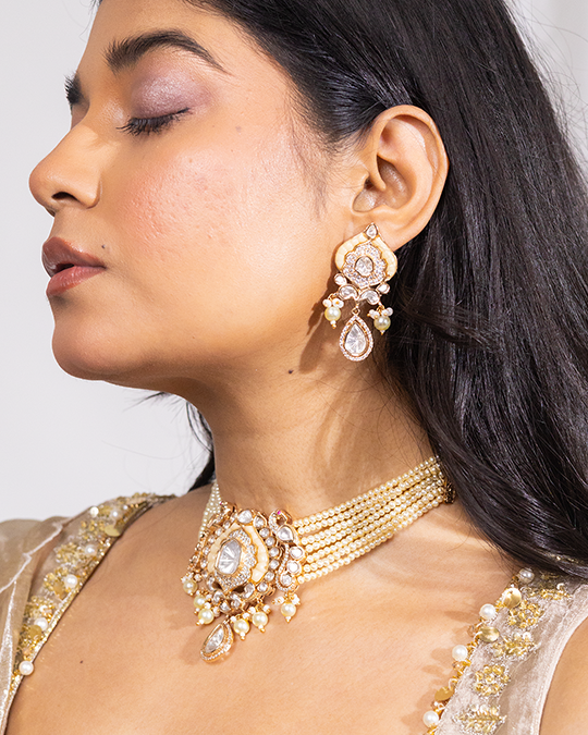 Royal Kundan Pearl Choker Necklace Set