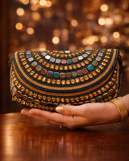 Midnight Black Festive Envelop Bag
