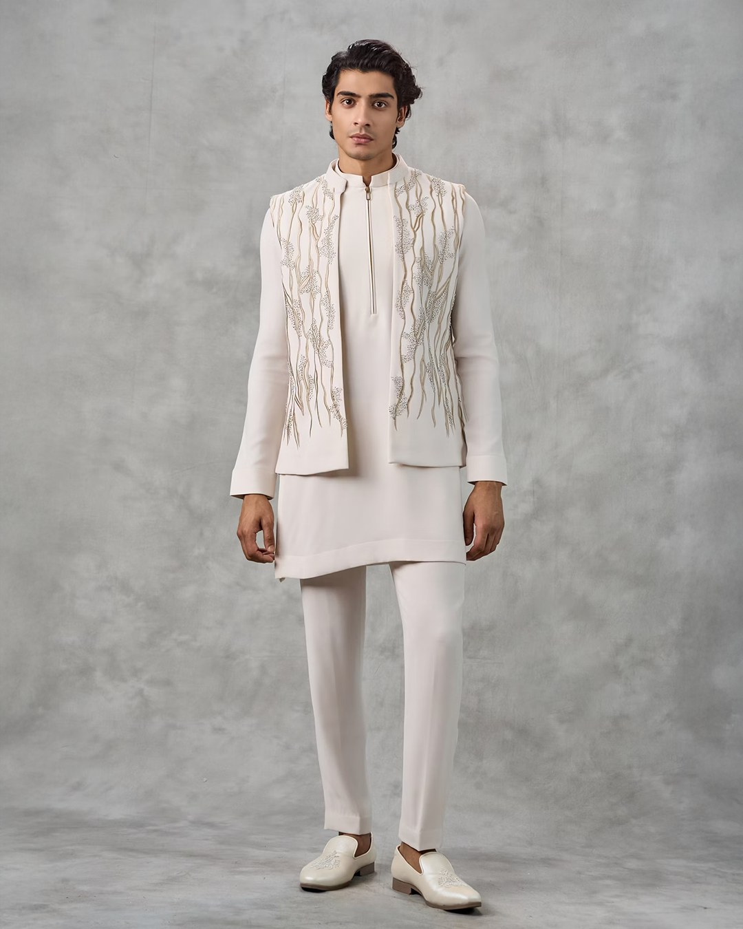 Royal Cream Kurta Jacket Set