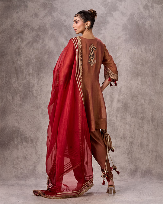 Peach Elegance Tissue Stitched Suit