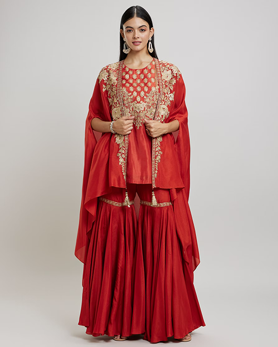 Sassy Orange Silk Indo Western
