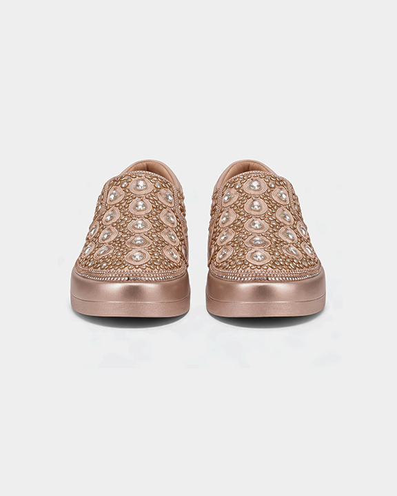 Rose Gold Festive Sneakers with Bead work