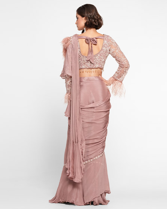 Dusty Pink Elegance Georgette Saree