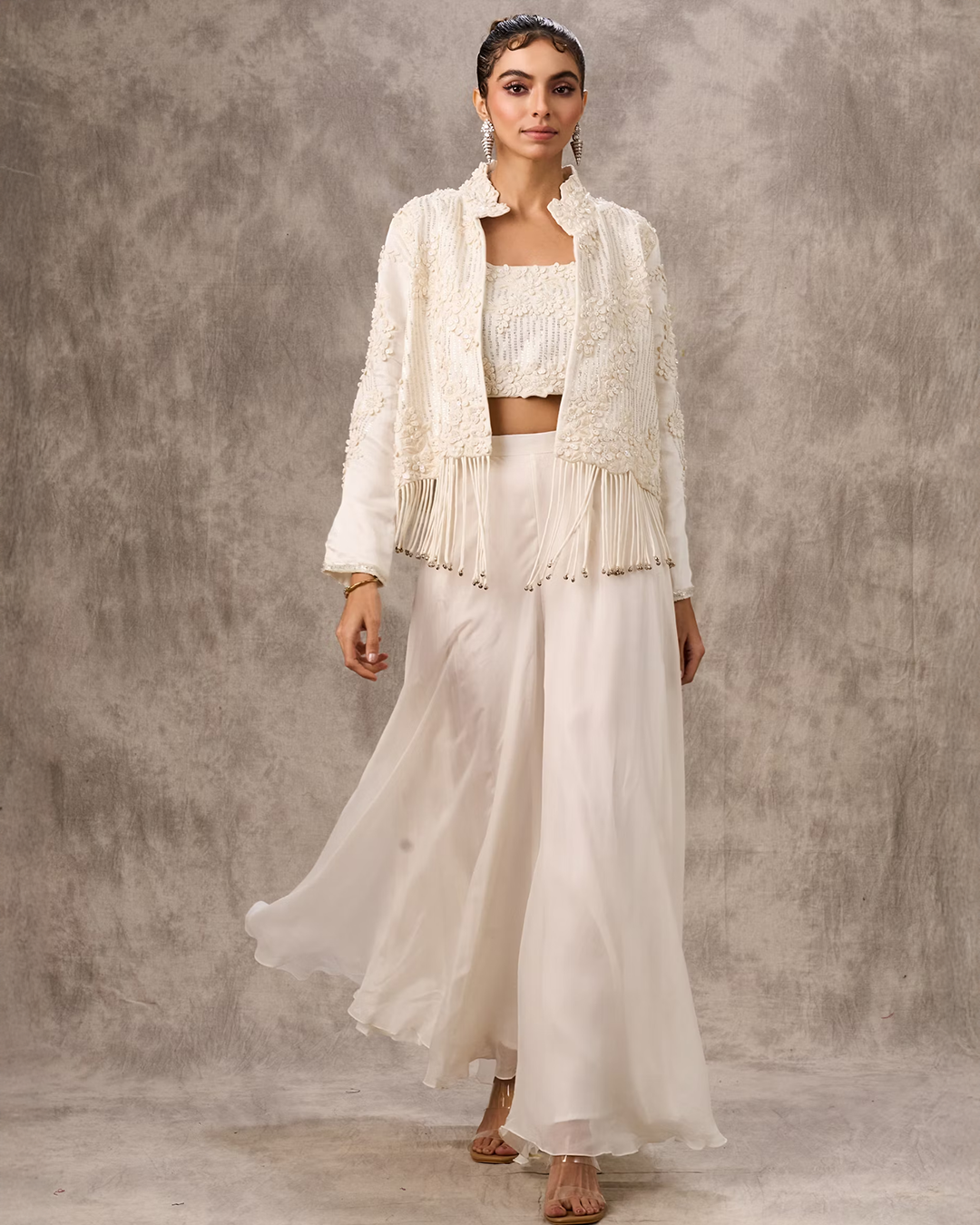 Elegant Cream Art Silk Indo Western