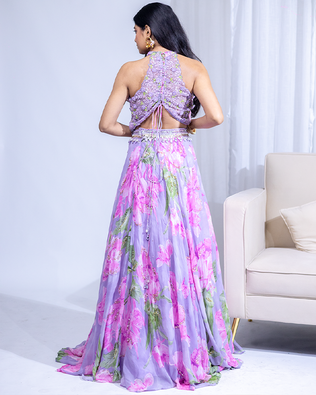 Floral Lehenga with Embellished Blouse