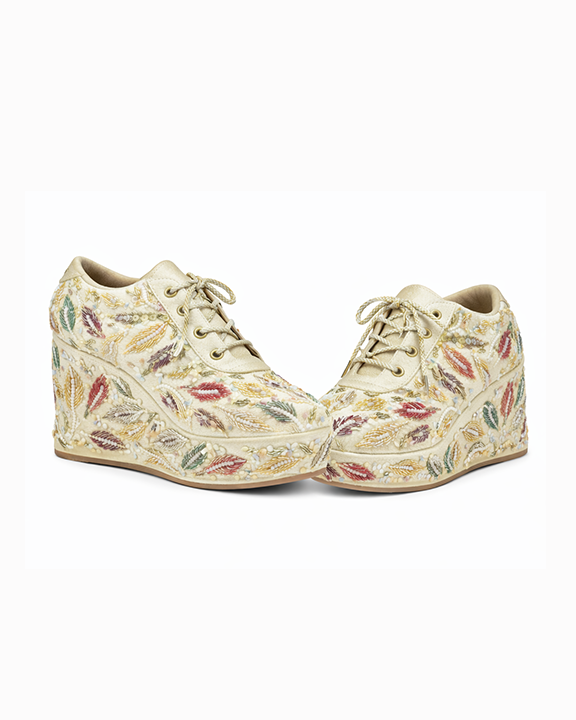 Gold Festive Sneakers with Katdana Work