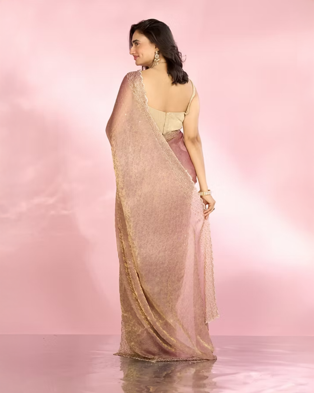 Purple Elegance Organza Saree