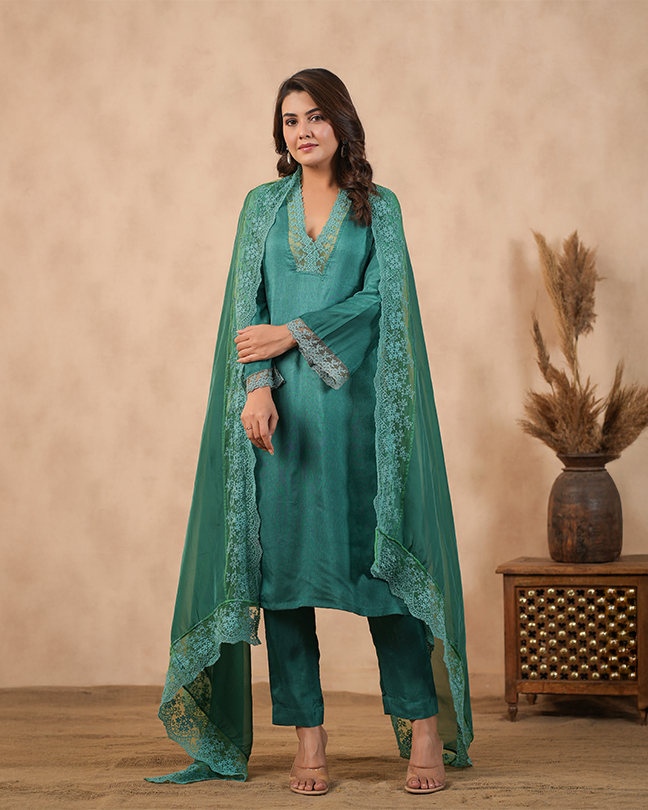Green Ombre Suit set ( Set of 3 )